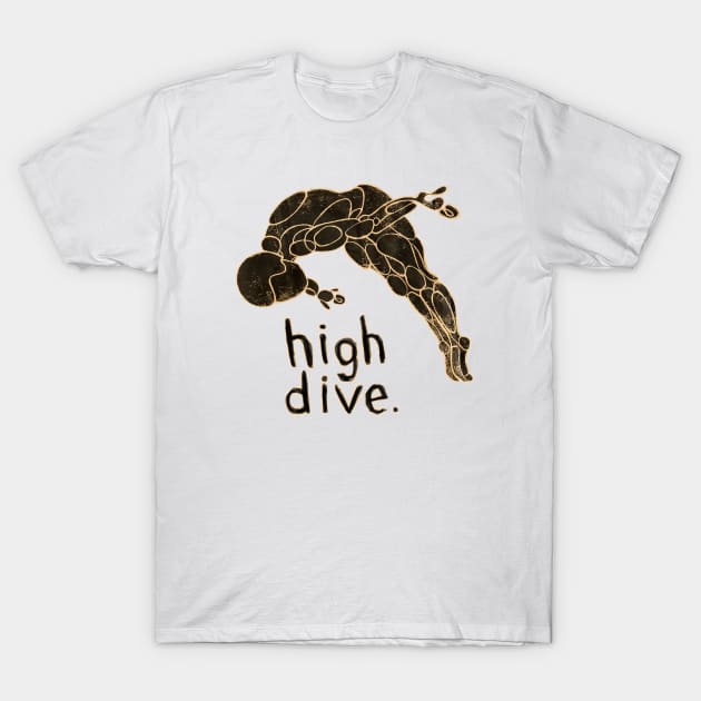 cliff diver, high diver, springboard diving, high dive T-Shirt by badlydrawnbabe